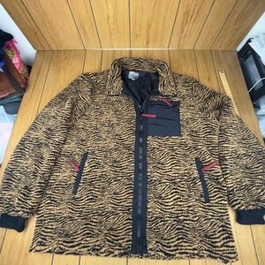 ASOS 5XL TIGER PRINT FLEECE JACKET FULL ZIP COLLAR POCKETS MEN'S